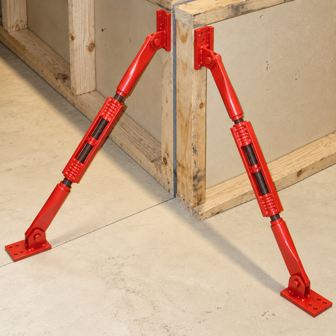 Kick Brace for concrete forms - KB-1 Ellis Manufacturing Co. in use on edge forms