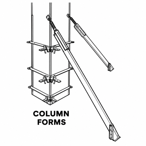 Wall Brace securing column forms - Ellis Manufacturing Co.